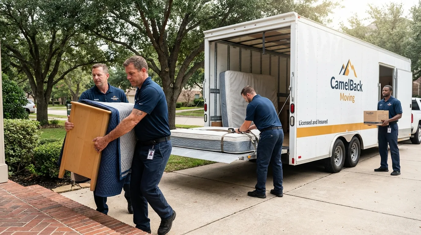 Crew loading residential truck for cross-state move from Church Rock, NM