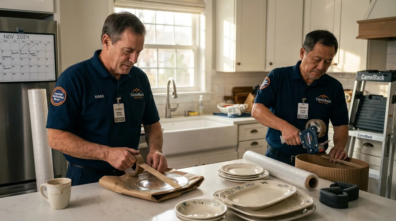 Professional crew packing kitchen dishware in Church Rock, NM
